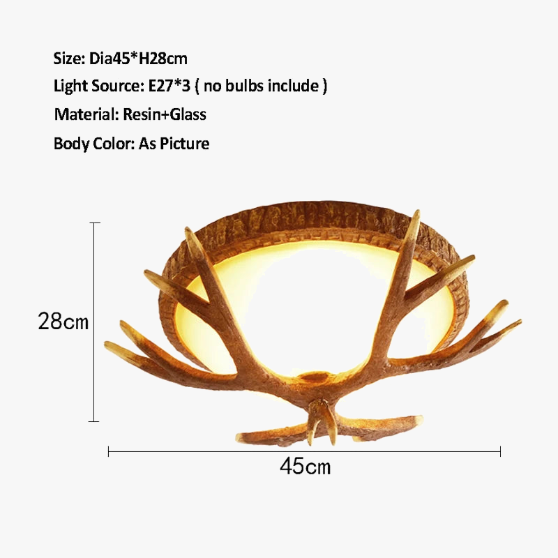 plafonnier rétro en bois de cerf style campagnard américain