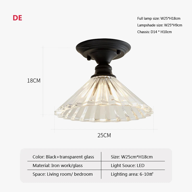 plafonnier rétro en verre pour décoration originale et créative