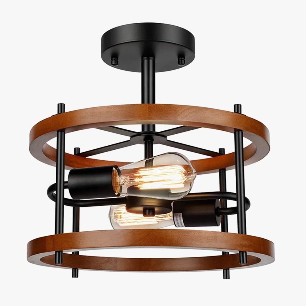 Plafonnier rétro semi-encastré à 2 lumières