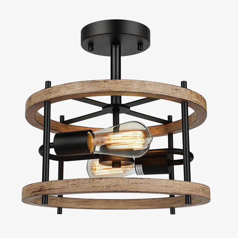 Plafonnier rétro semi-encastré à 2 lumières