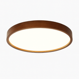 plafonnier rond en bois style nordique pour intérieur moderne