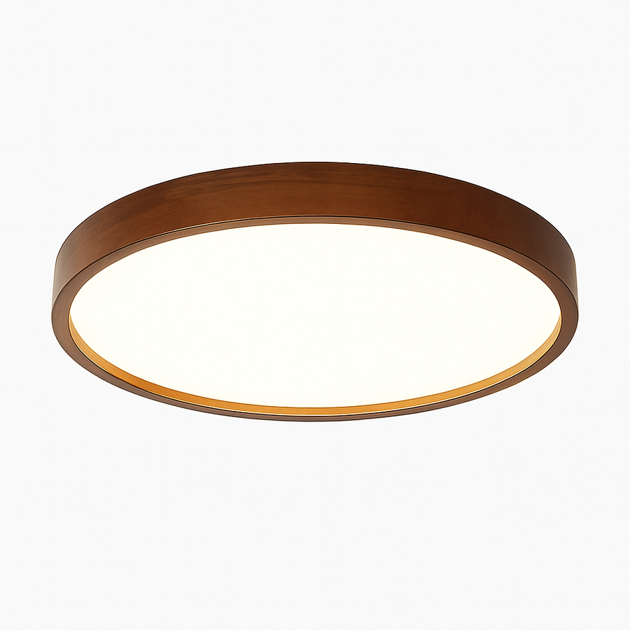 plafonnier rond en bois style nordique pour intérieur moderne
