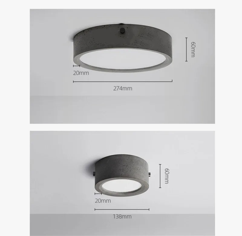Plafonnier rond en ciment pour salon