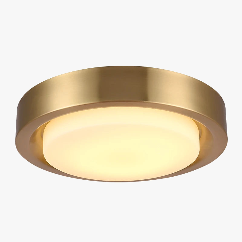 plafonnier rond en cuivre avec abat jour en verre moderne