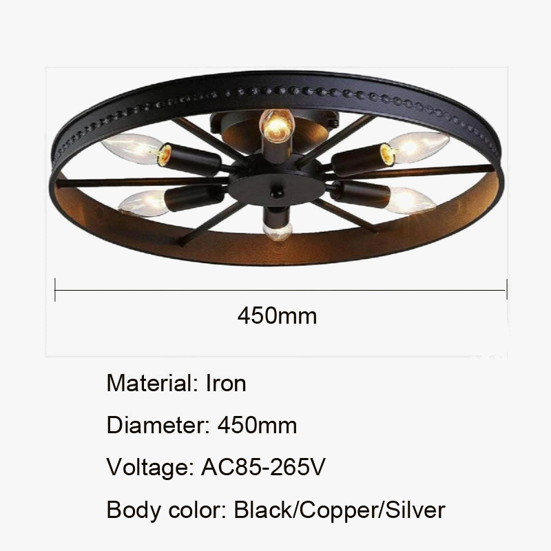 plafonnier rond en fer style industriel rétro américain décoratif