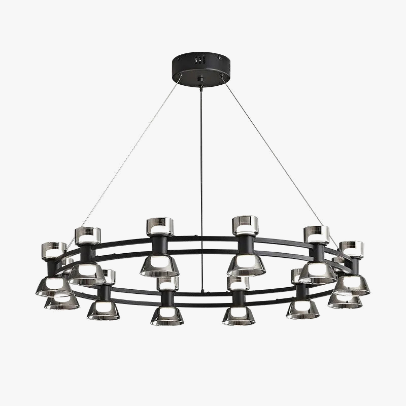 Plafonnier rond en verre et cuivre