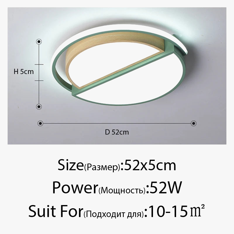 plafonnier rond minimaliste moderne en bois avec lampes led