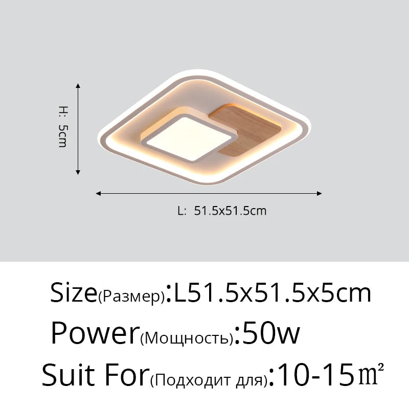 plafonnier rond moderne en bois véritable avec leds décoratives