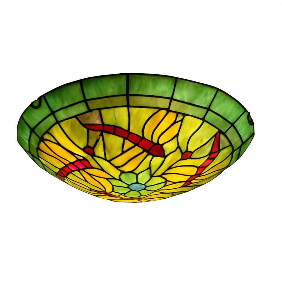 Plafonnier rond ultra-mince balcon couloir lampe de chambre à coucher pour enfants propriétaire Tiffany vitrail éclairage de décoration de la maison