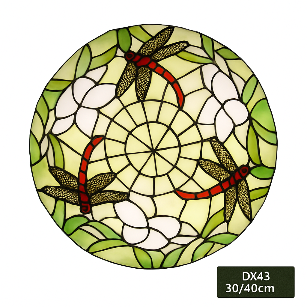 Plafonnier rond ultra-mince balcon couloir lampe de chambre à coucher pour enfants propriétaire Tiffany vitrail éclairage de décoration de la maison