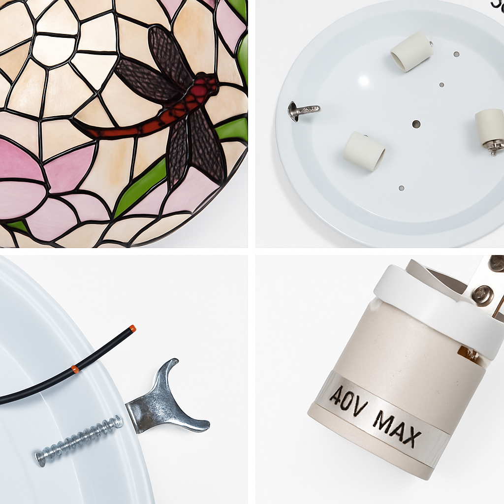 Plafonnier rond ultra-mince balcon couloir lampe de chambre à coucher pour enfants propriétaire Tiffany vitrail éclairage de décoration de la maison