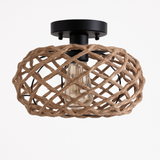 Plafonnier rustique industriel tissé en corde de chanvre