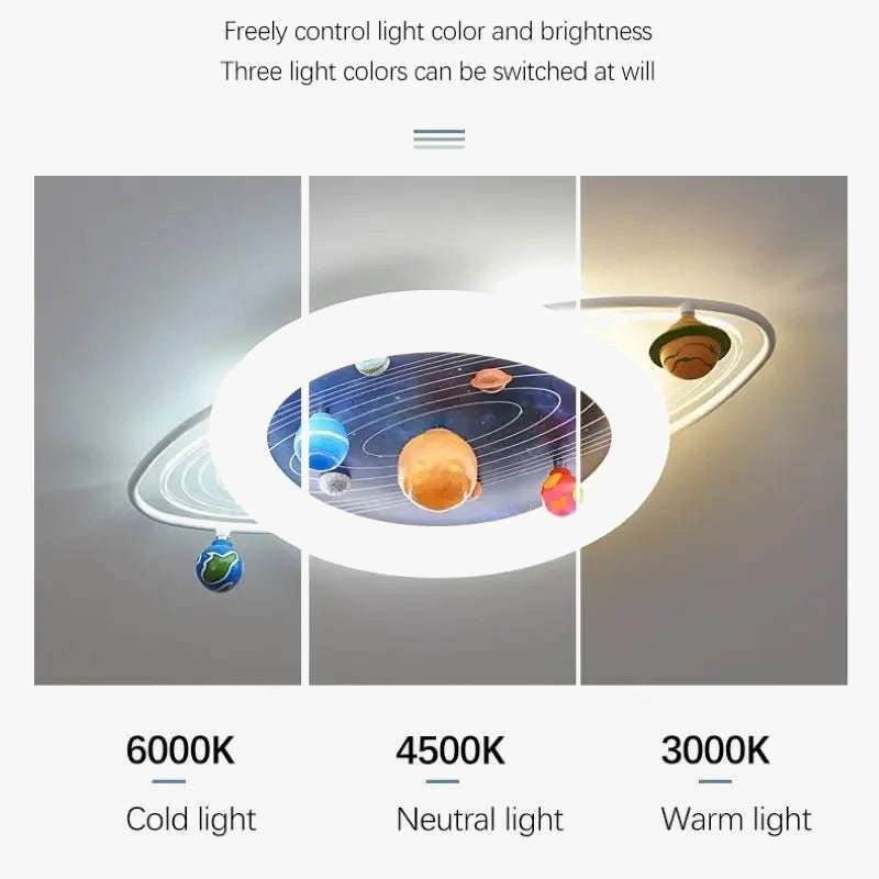 plafonnier sandyha pour enfants avec astronautes et planètes led