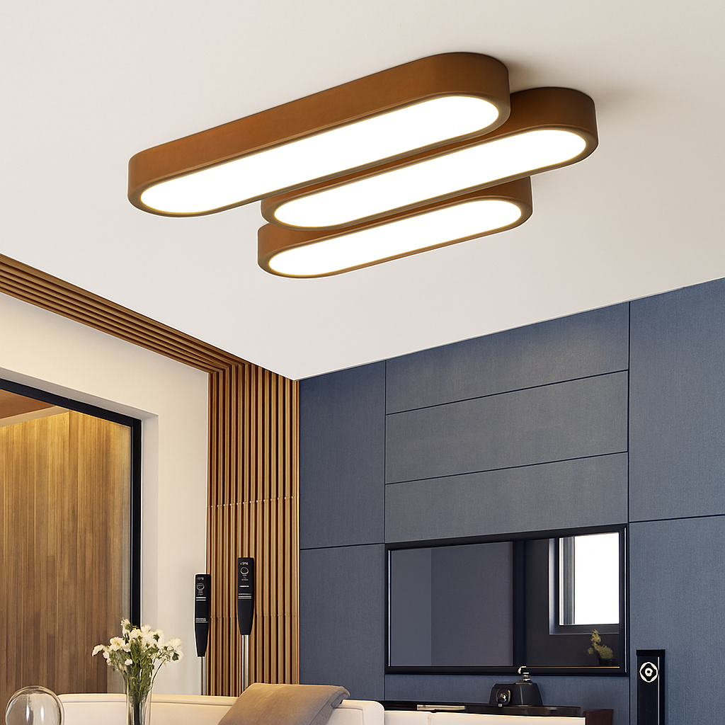 Plafonnier scandinave LED rectangulaire angles ronds Agara