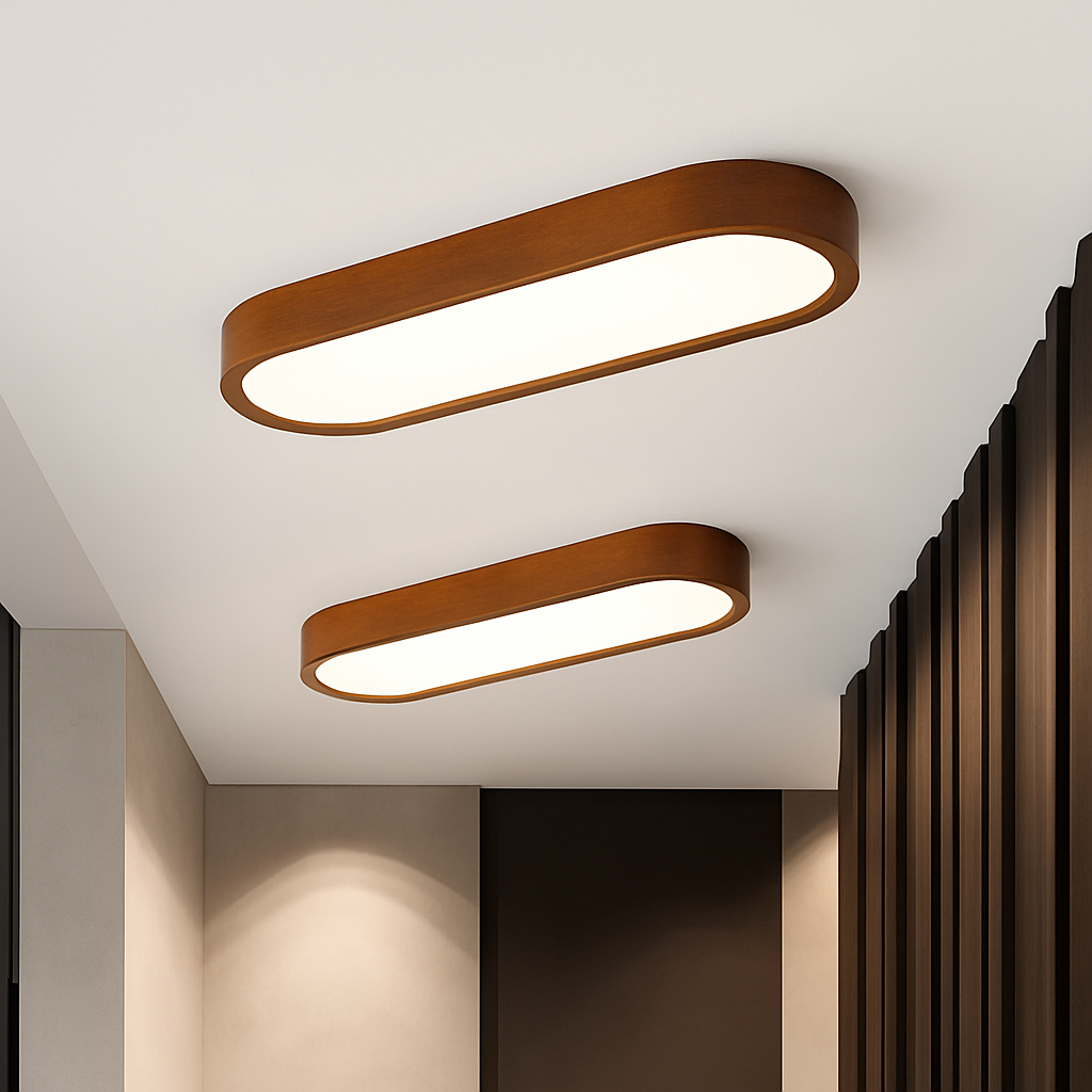 Plafonnier scandinave LED rectangulaire angles ronds Agara