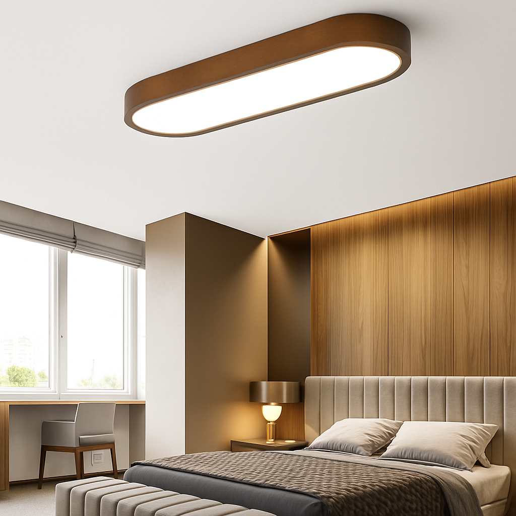 Plafonnier scandinave LED rectangulaire angles ronds Agara