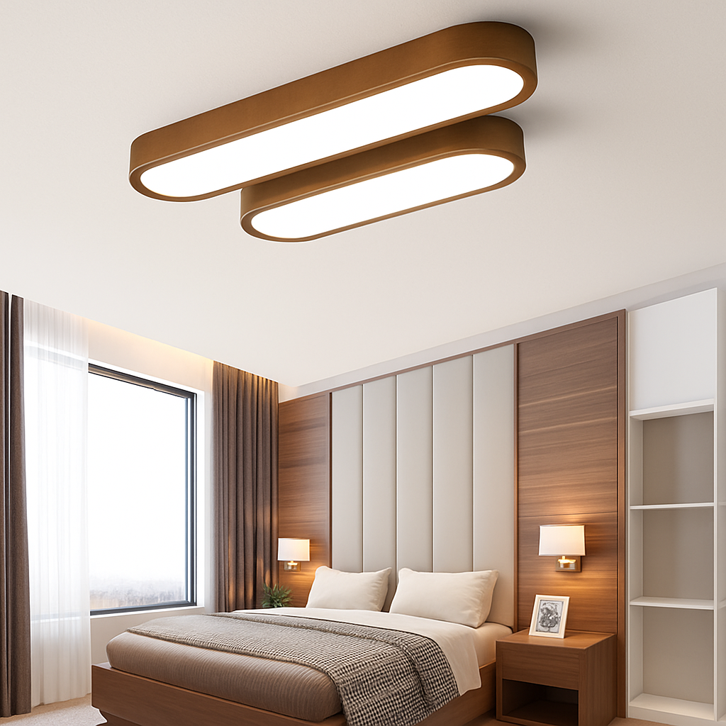 Plafonnier scandinave LED rectangulaire angles ronds Agara