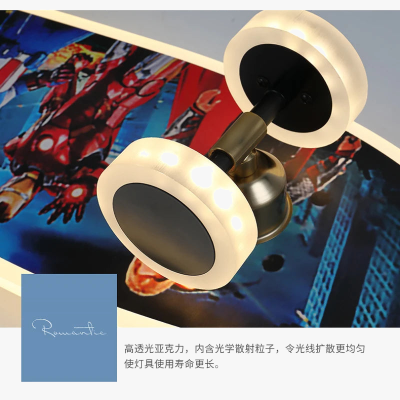 plafonnier skateboard à intensité variable pour chambre enfant