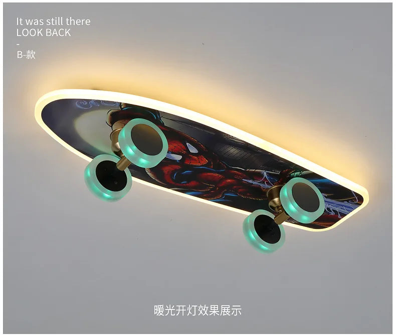 plafonnier skateboard à intensité variable pour chambre enfant