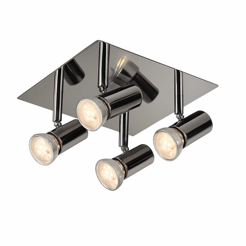 Plafonnier à spots LED dirigeables chromé Satin