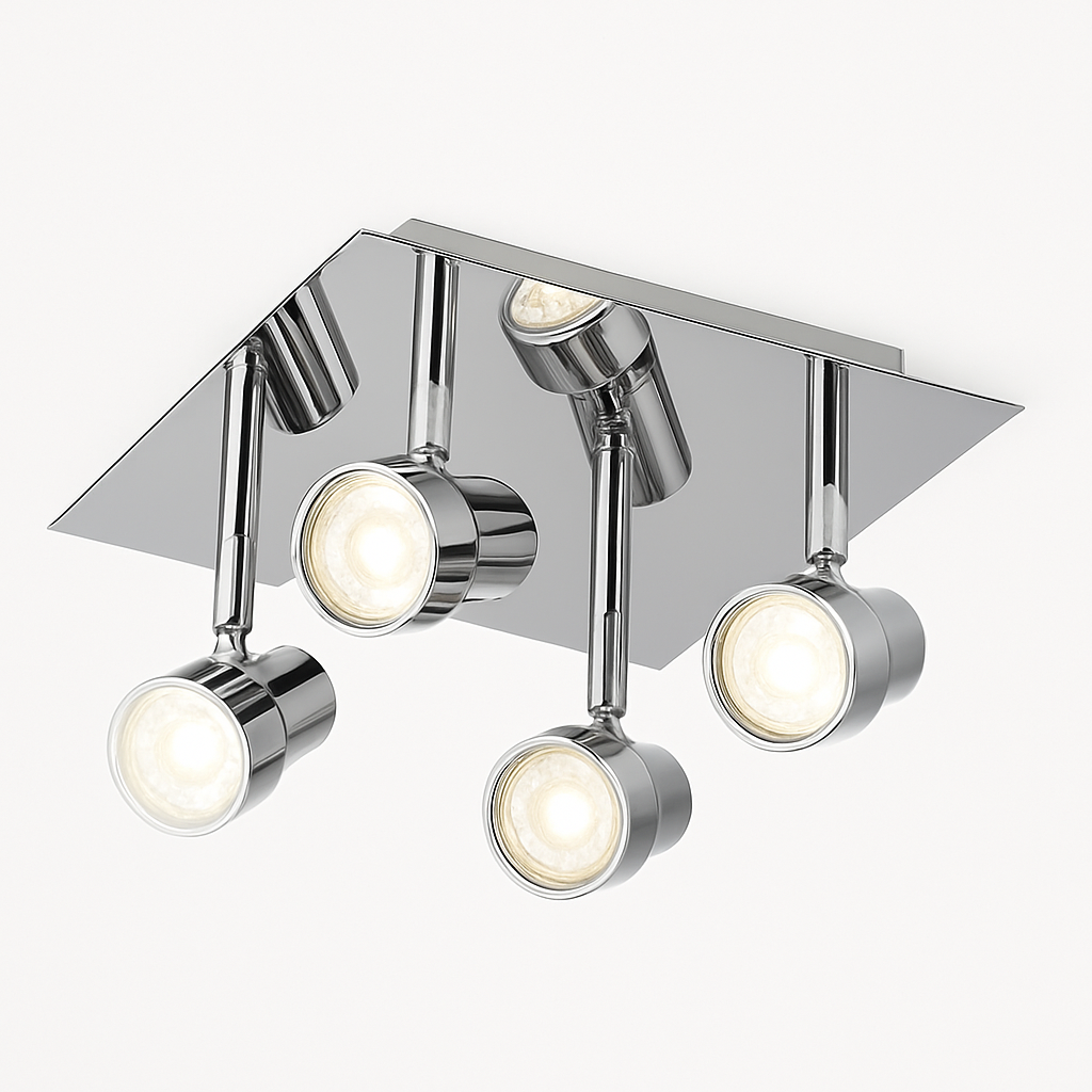 Plafonnier à spots LED dirigeables chromé Satin