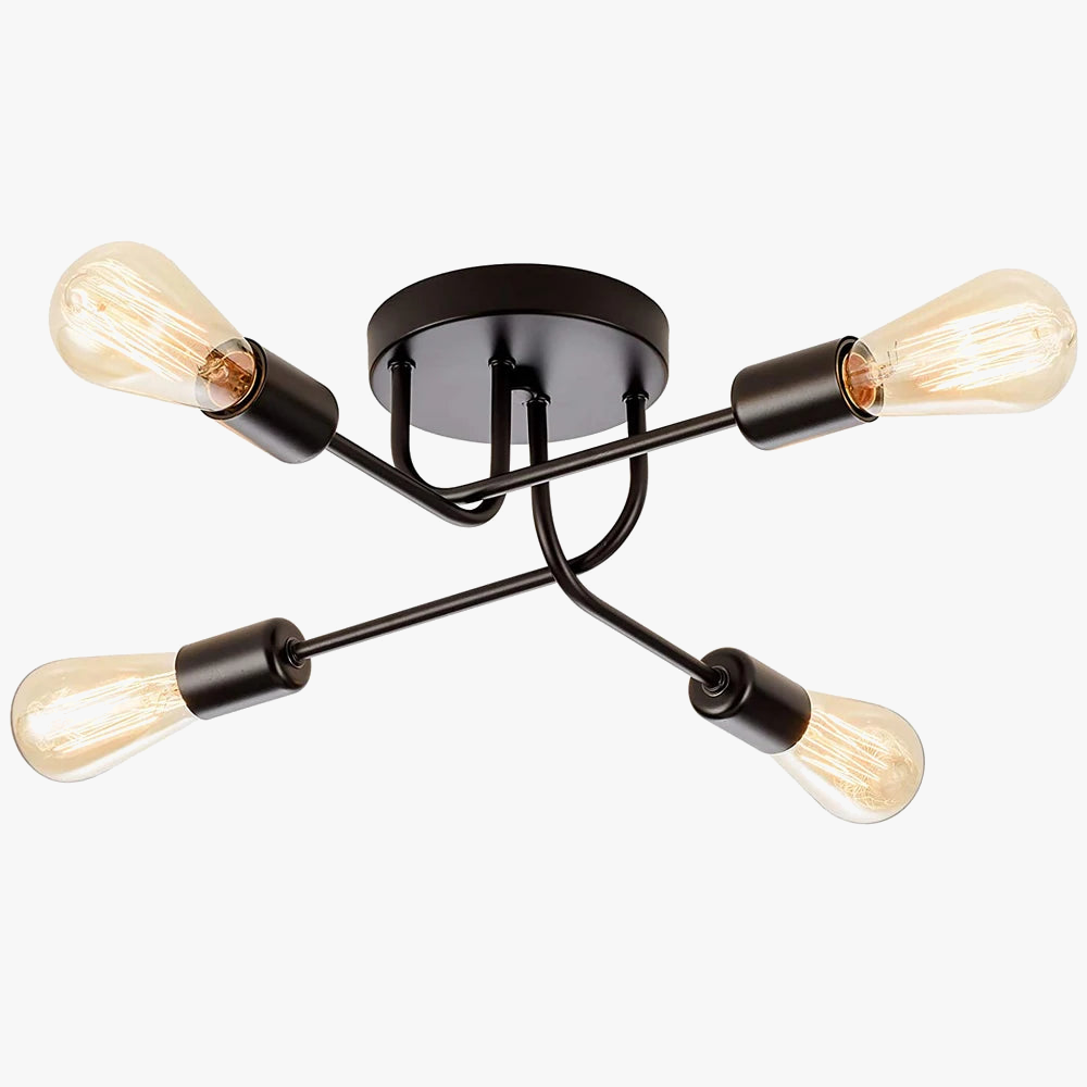 plafonnier sputnik design industriel vintage avec tiges métalliques