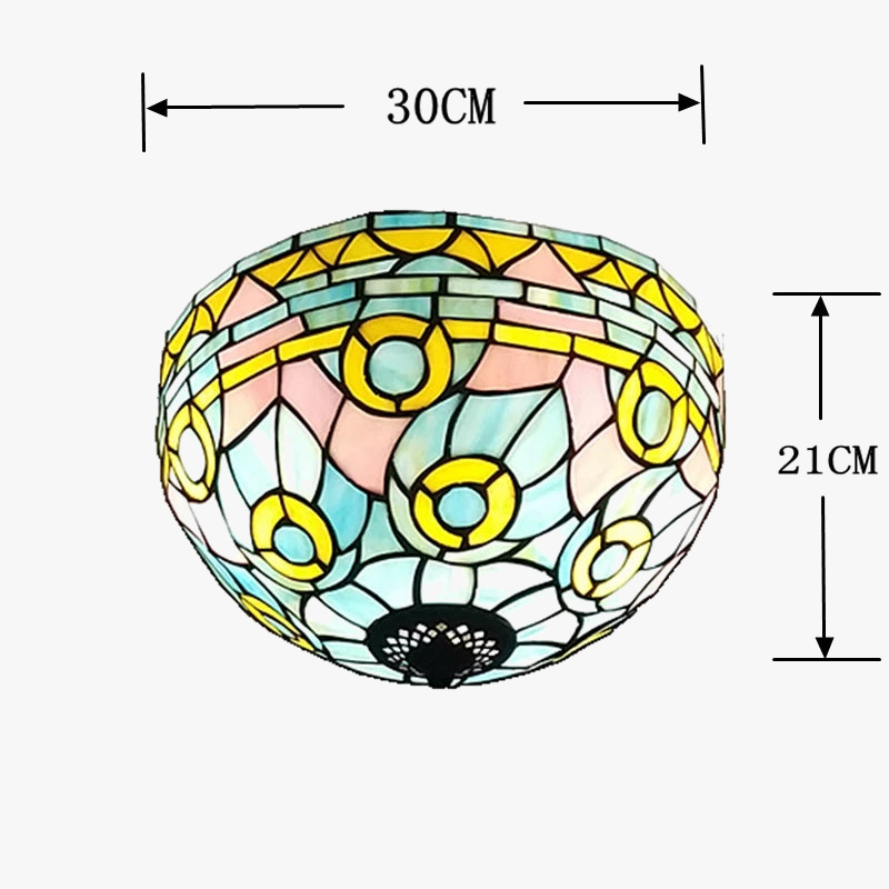 plafonnier tiffany art méditerranéen en vitrail lumineux et chaleureux