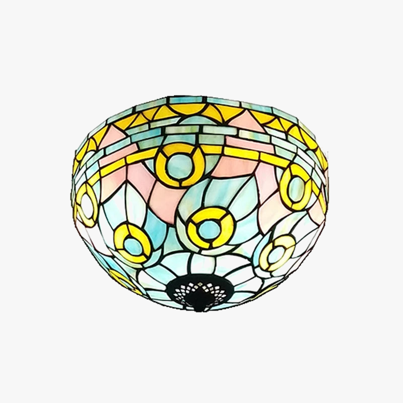 plafonnier tiffany art méditerranéen en vitrail lumineux et chaleureux