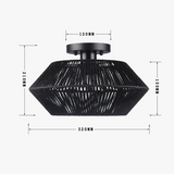 Plafonnier tissé de vigne rétro noir lampe tissée couloir silencieux chambre plafonnier tissé de vigne