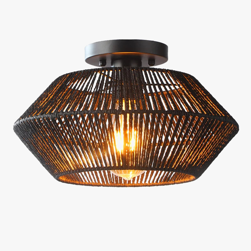 Plafonnier tissé de vigne rétro noir lampe tissée couloir silencieux chambre plafonnier tissé de vigne