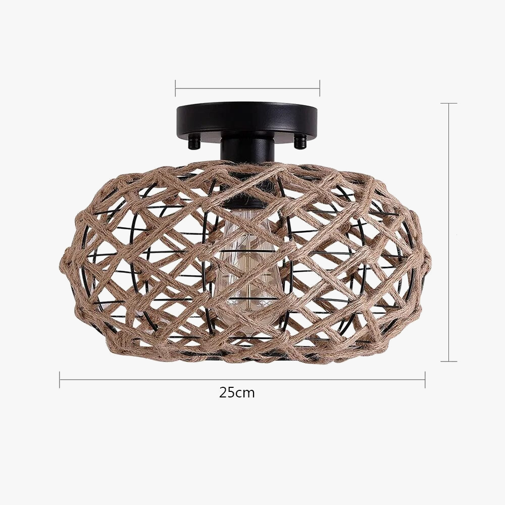 plafonnier tissé rustique corde chanvre plafond couloir ferme noir