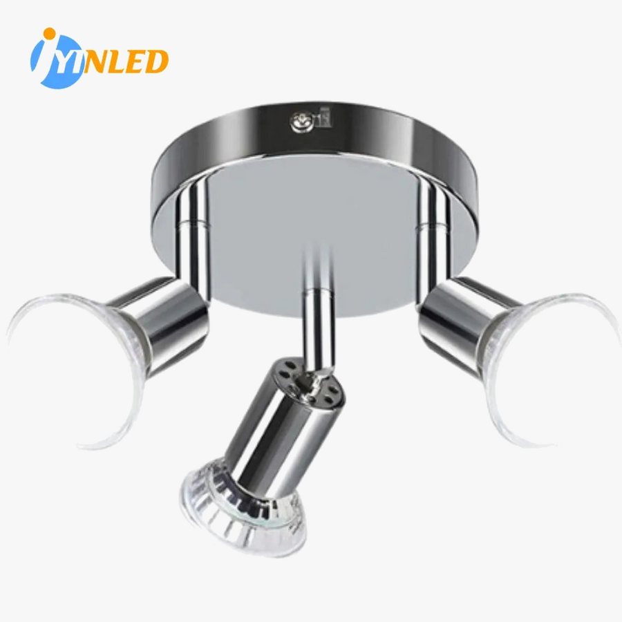 Plafonnier triple spot chrome noir brillant gu10