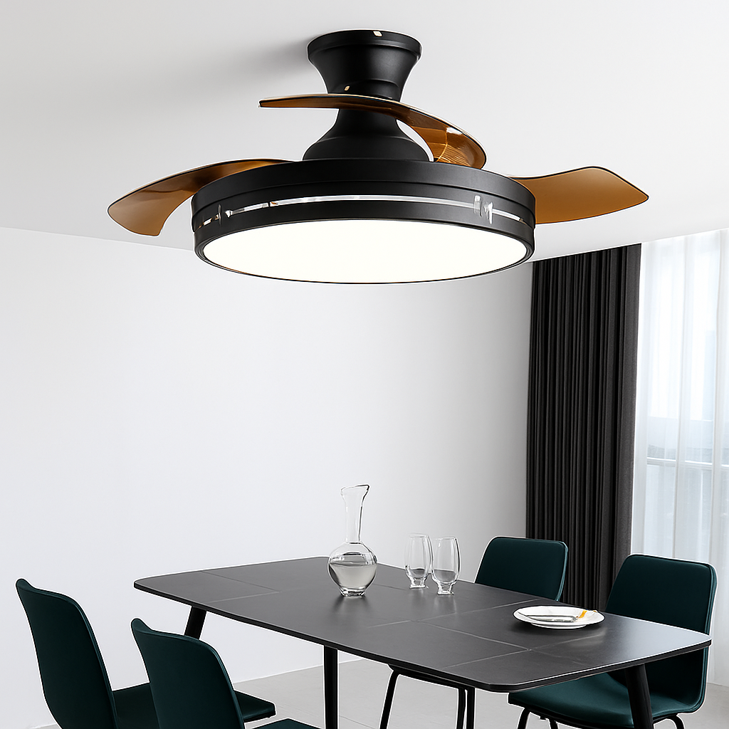 plafonnier ventilateur avec lumière pour restaurant et espace intérieur