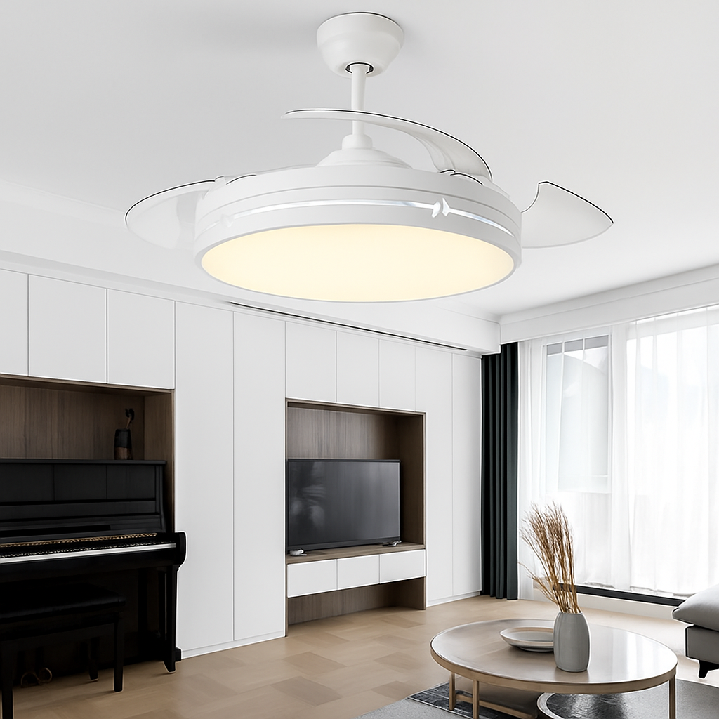 plafonnier ventilateur avec lumière pour restaurant et espace intérieur