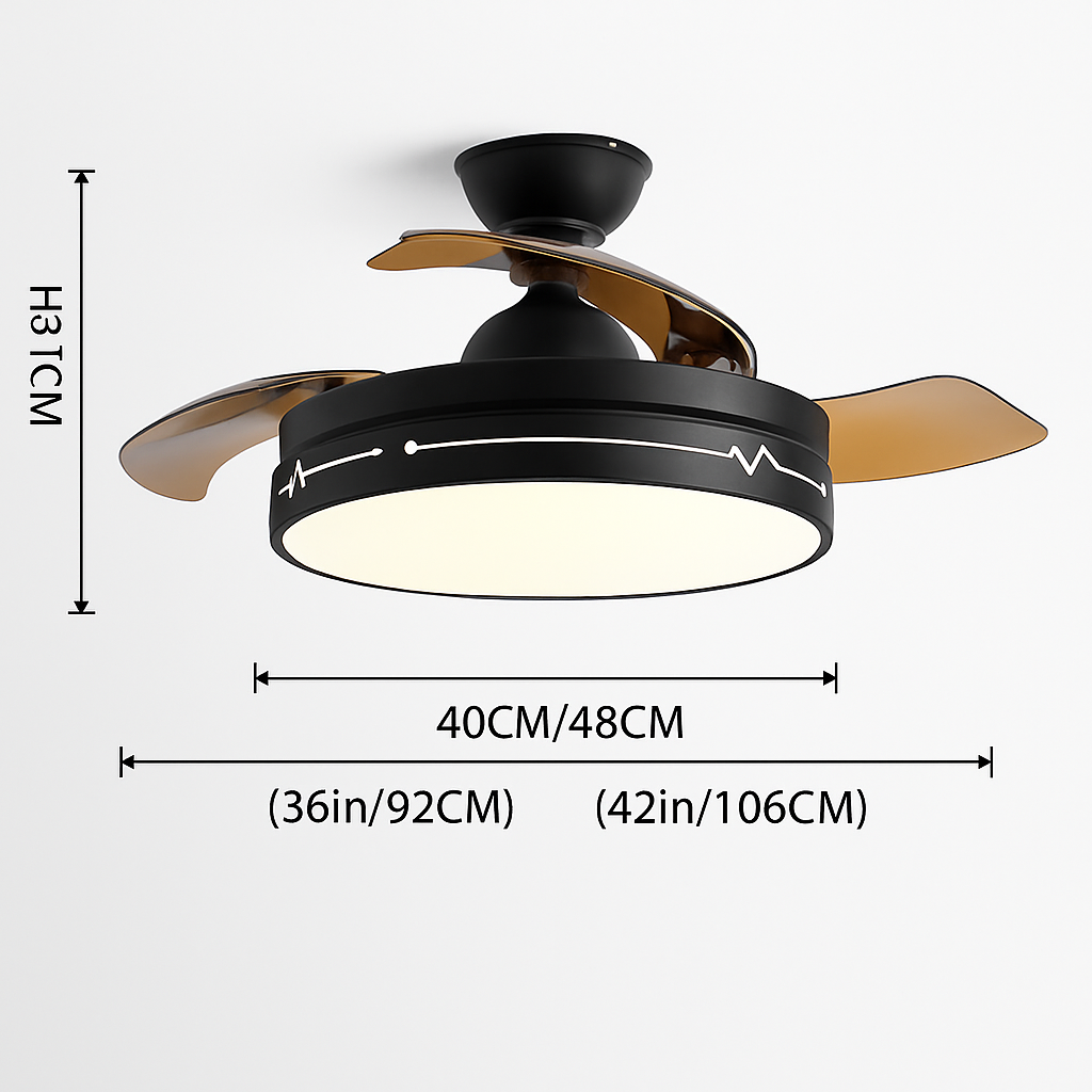 plafonnier ventilateur avec lumière pour restaurant et espace intérieur