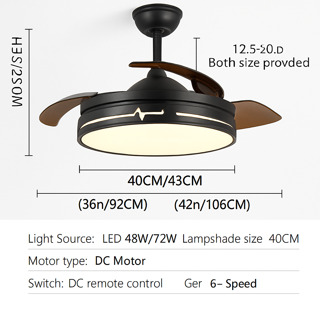 plafonnier ventilateur avec lumière pour restaurant et espace intérieur