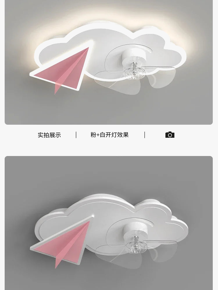 plafonnier ventilateur avec lumières design avion télécommande pour enfants