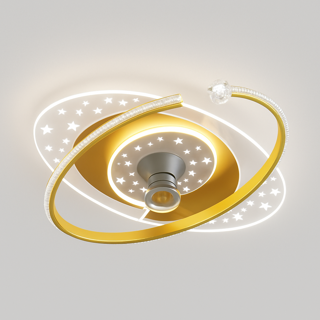 Plafonnier ventilateur de plafond à tête secouante 360 degrés led silencieux