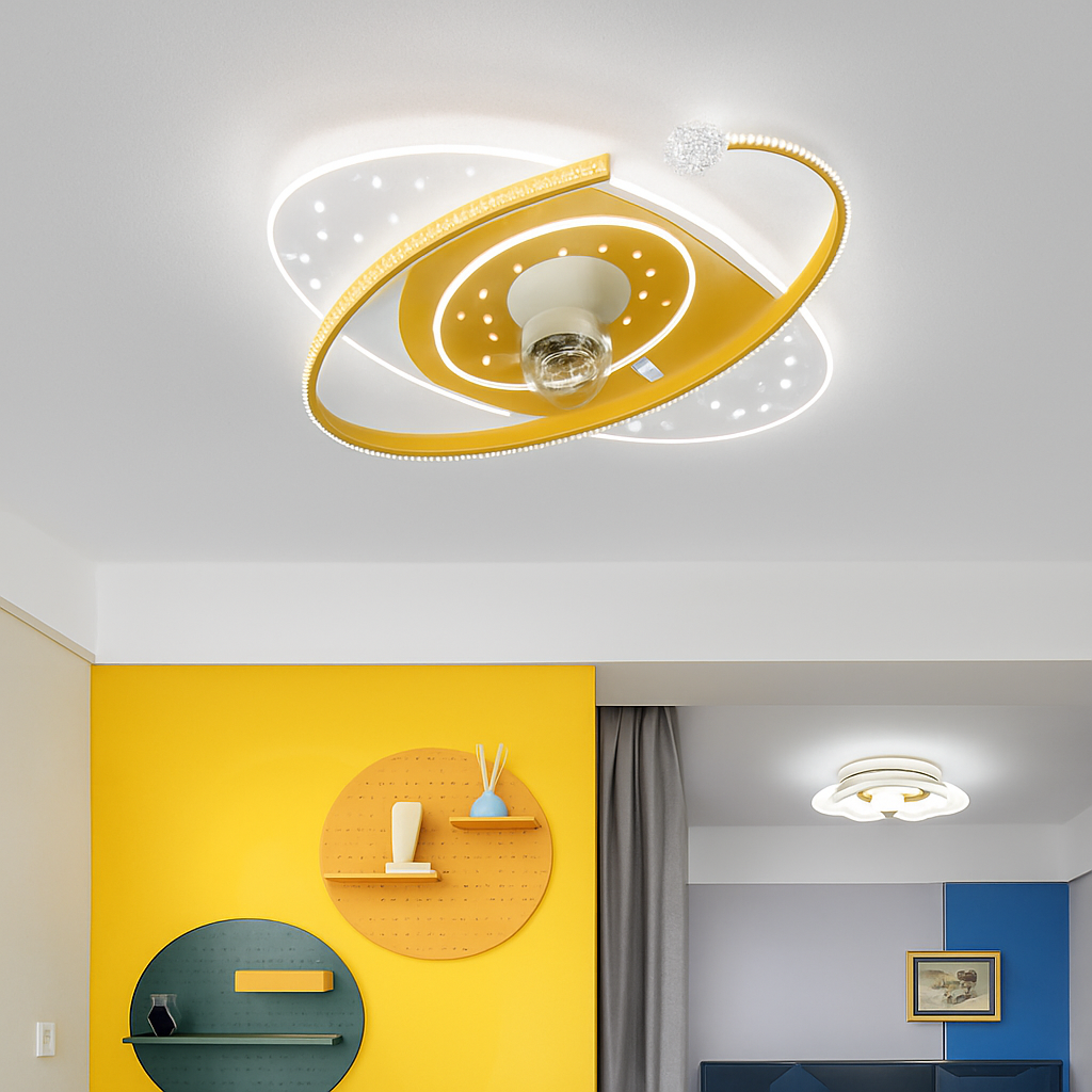 Plafonnier ventilateur de plafond à tête secouante 360 degrés led silencieux