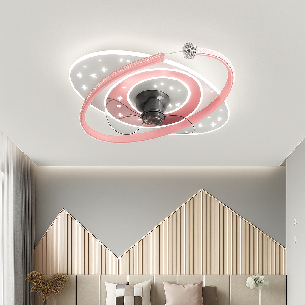 Plafonnier ventilateur de plafond à tête secouante 360 degrés led silencieux