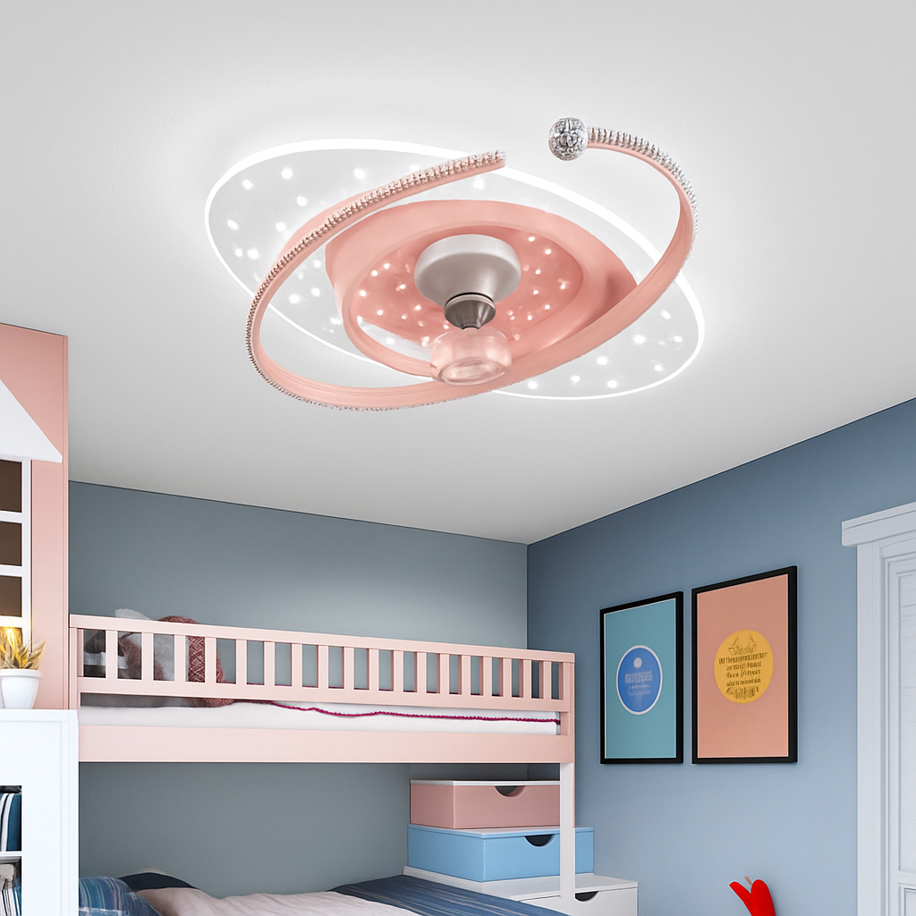 Plafonnier ventilateur de plafond à tête secouante 360 degrés led silencieux