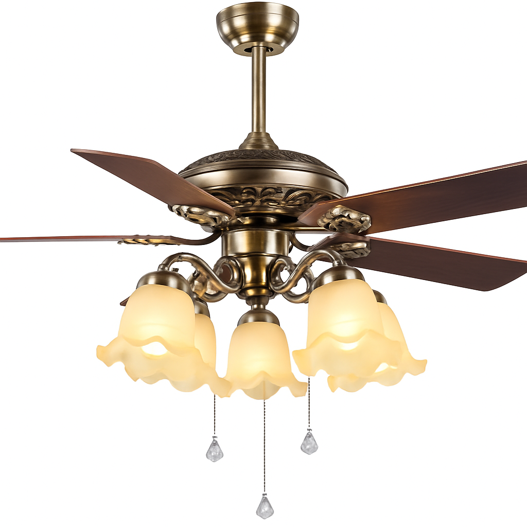 plafonnier ventilateur en bois rétro avec lumière et télécommande