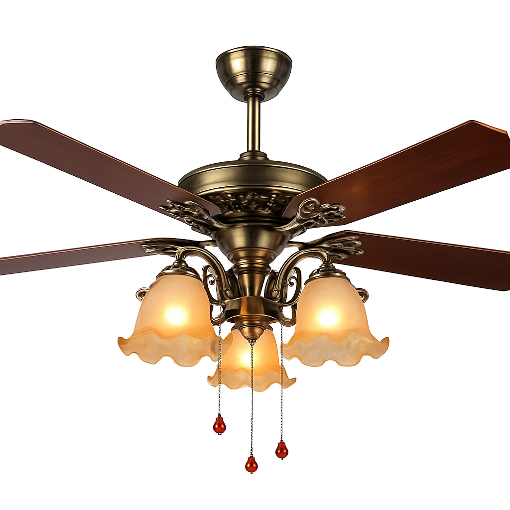 plafonnier ventilateur en bois rétro avec lumière et télécommande