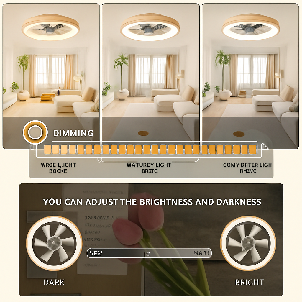 plafonnier ventilateur led avec minuterie télécommande et pales réversibles