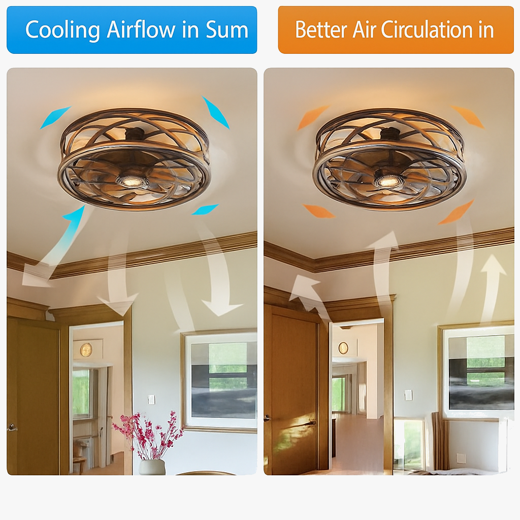 plafonnier ventilateur moderne avec lumière rétro invisible