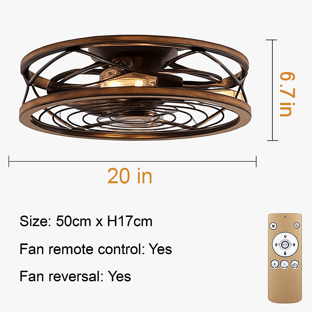 plafonnier ventilateur moderne avec lumière rétro invisible