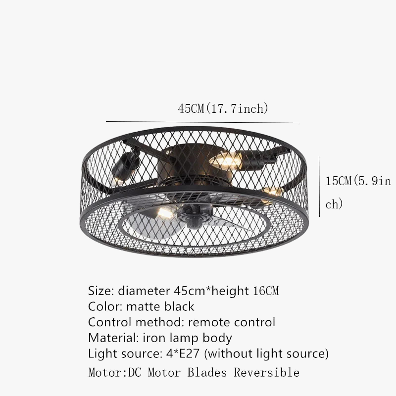 plafonnier ventilateur télécommandé style industriel pour loft