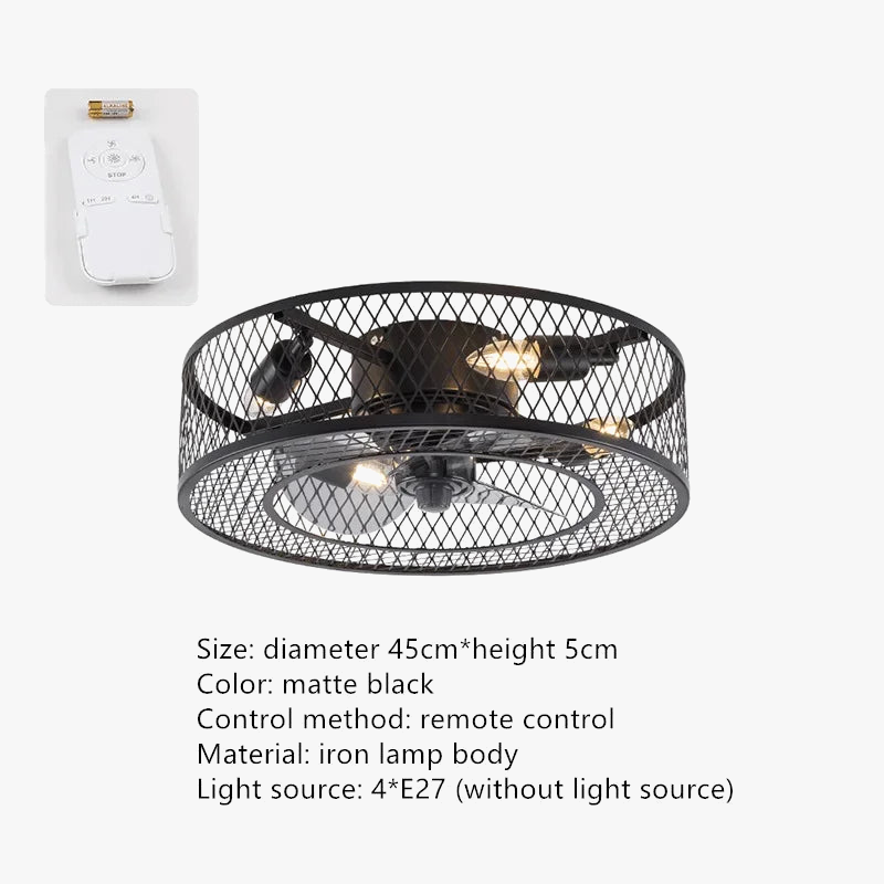 plafonnier ventilateur télécommandé style industriel pour loft