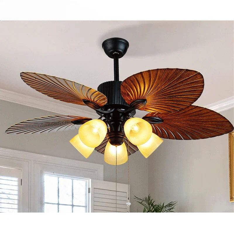 plafonnier vintage américain avec ventilateur et télécommande moderne