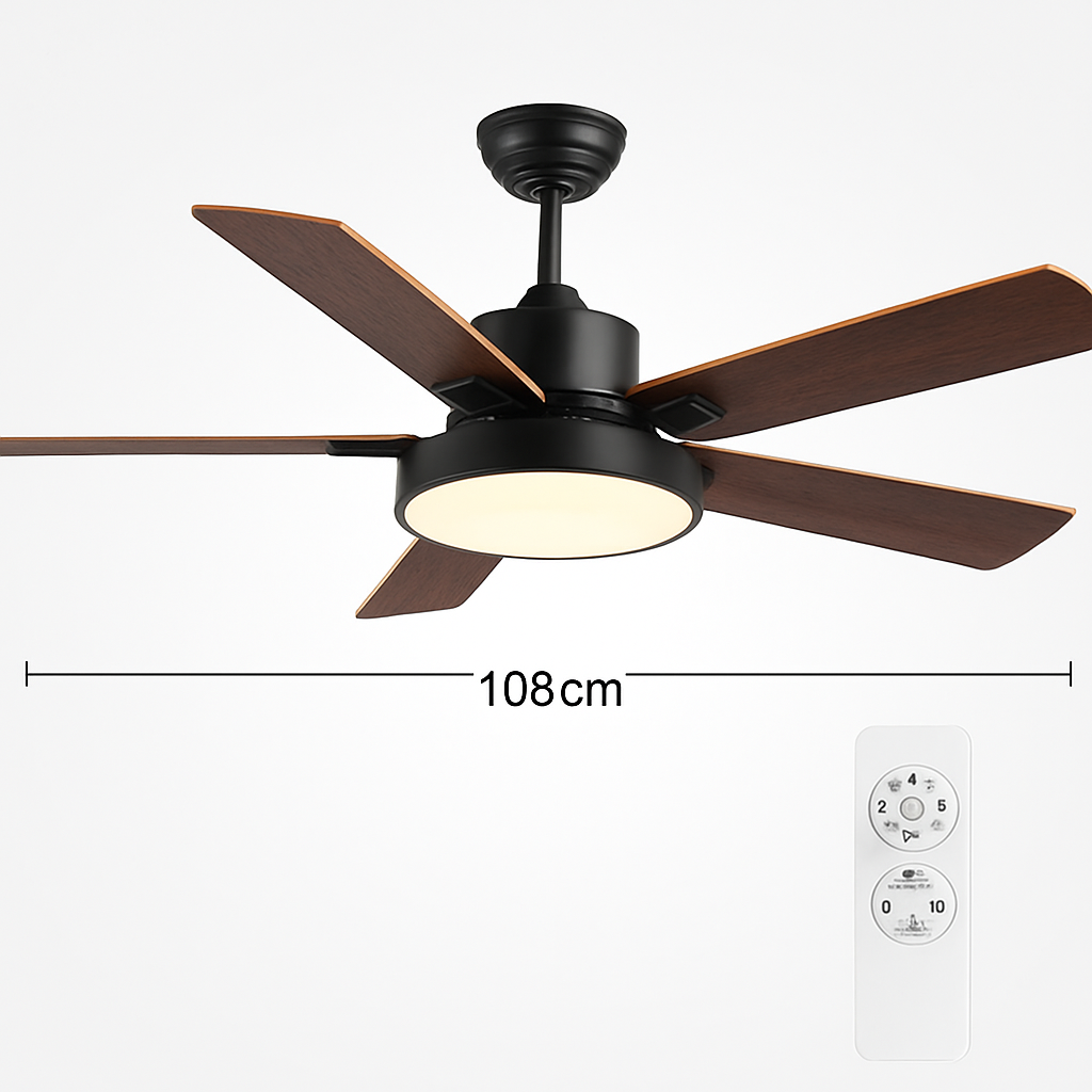 plafonnier vintage avec ventilateur led et télécommande